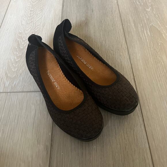 Bernie Mev. SZ 36 Farrah Wedge Ballet Flat Comfort Platform Shoe Metallic Woven - Picture 9 of 12